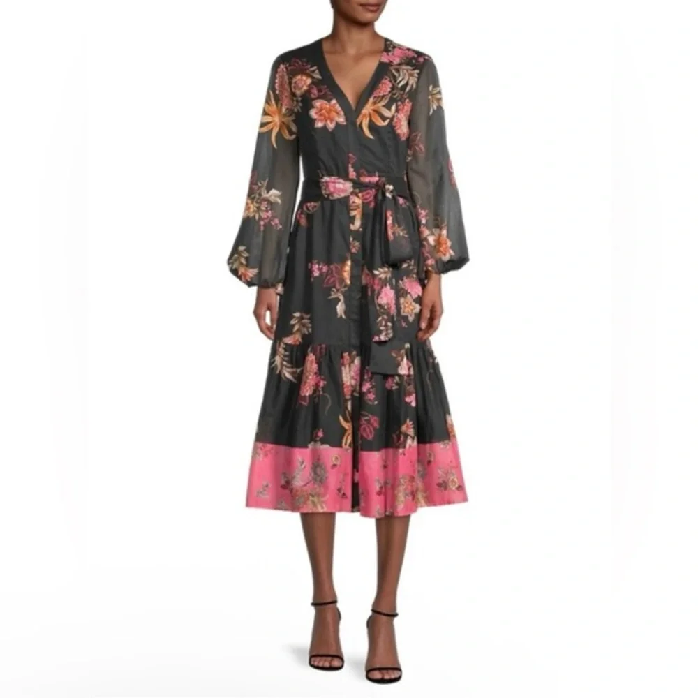Kobi Halperin Denise Floral Belted Midi-Dress Size Medium - Picture 3 of 13